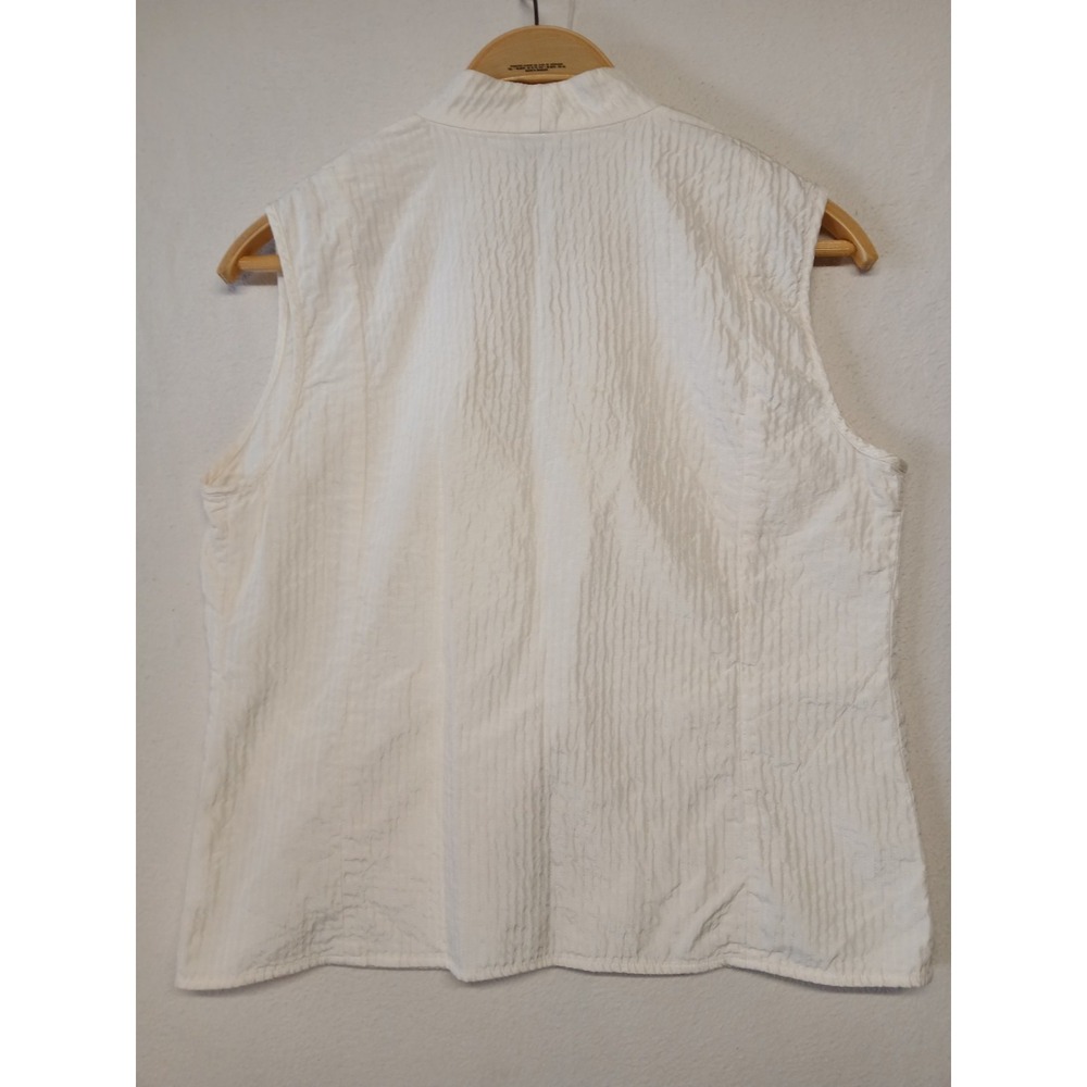 Eileen Fisher Small Silk Vest Collared Button Detail Blouse Quiet Luxery Preppy - Picture 7 of 10